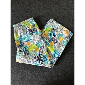 Escape by Habitat Clothes Tropical Print Wide Leg Crop Pants Cotton Womens Large
